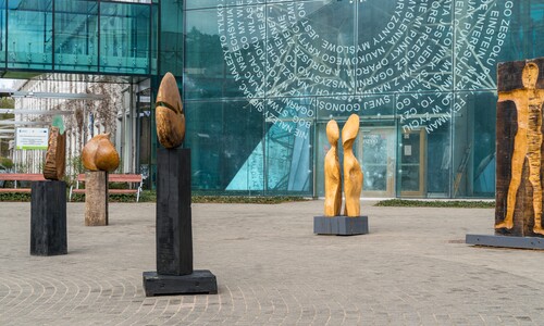 rzeźby inspirowane puszczą w kampusie UwB